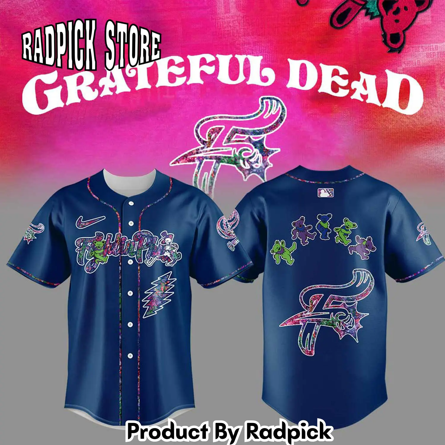 Radpick reading fightin phils grateful dead night blue baseball jersey rp127205